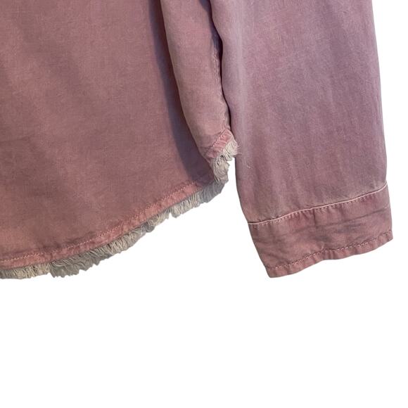 Bella Dahl Tencel Lyocell Button Shirt Womens Medium Pink Mineral Frayed Top - Picture 3 of 8